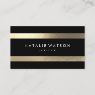 Tarjeta De Visita Moda Rough FAUX Gold Stripes Moderno 2