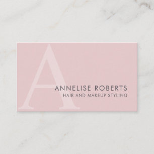Tarjeta De Visita Moda Rubor Gris Rosa Monograma Hair Makeup