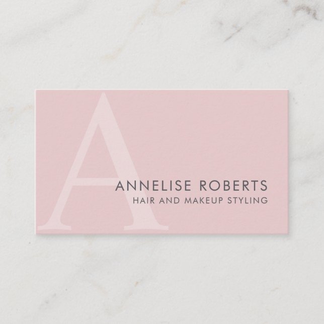Tarjeta De Visita Moda Rubor Gris Rosa Monograma Hair Makeup (Anverso)