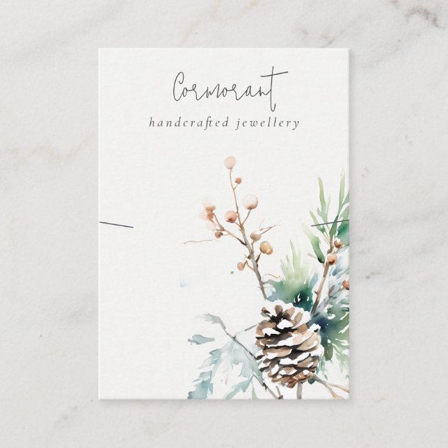 Tarjeta De Visita Moda Rubor Nieve invierno Berries Necklace Holder (Anverso)