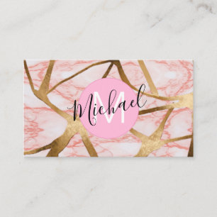 Tarjeta De Visita Moda Rubor Purpurina de oro rosado Marble Agate Mo