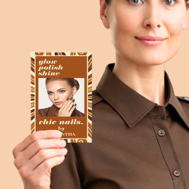Tarjeta De Visita Moda Rústica Salón de Belleza Nail Foto de negocio