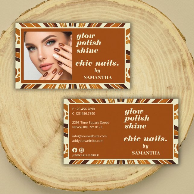 Tarjeta De Visita Moda Rústica Salon Nail Salon Business Photo (Subido por el creador)