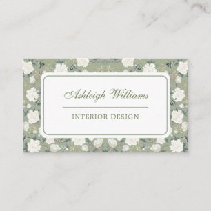 Tarjeta De Visita Moda Sage Green Chinoiserie Diseño interior de flo