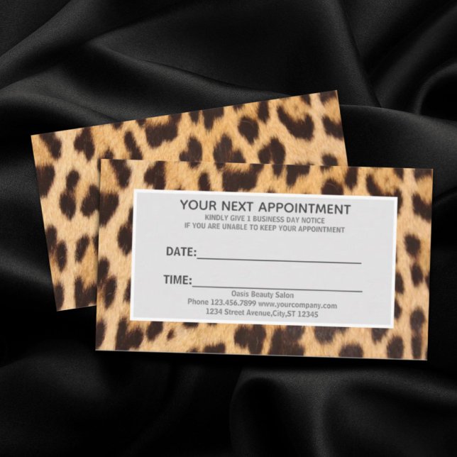Tarjeta De Visita moda salón de belleza peluquería SPA leopardo cita (chic beauty hair salon SPA leopard appointment Business Card)
