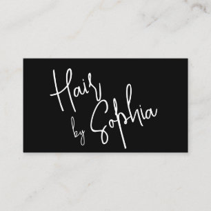 Tarjeta De Visita Moda Script Hair Stylist Black