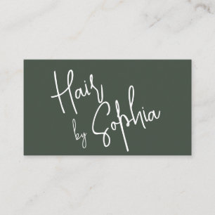 Tarjeta De Visita Moda Script Hair Stylist Green