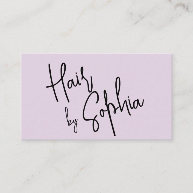 Tarjeta De Visita Moda Script Hair Stylist Pastel Purple (Anverso)