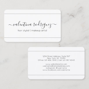 Tarjeta De Visita Moda Script Signature Elegant Moderno negro y blan