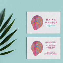 Tarjeta De Visita Moda Seashell Beach Elegant Pink & BLue