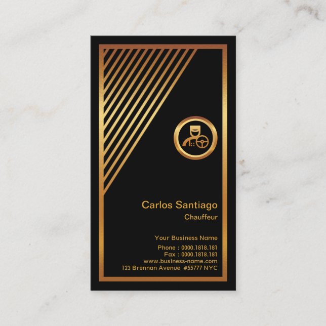 Tarjeta De Visita Moda Sencilla Taxi Triángulo Único de Oro con Band (Anverso)