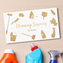 Tarjeta De Visita Moda Servicios de limpieza de doncellas de oro Pur