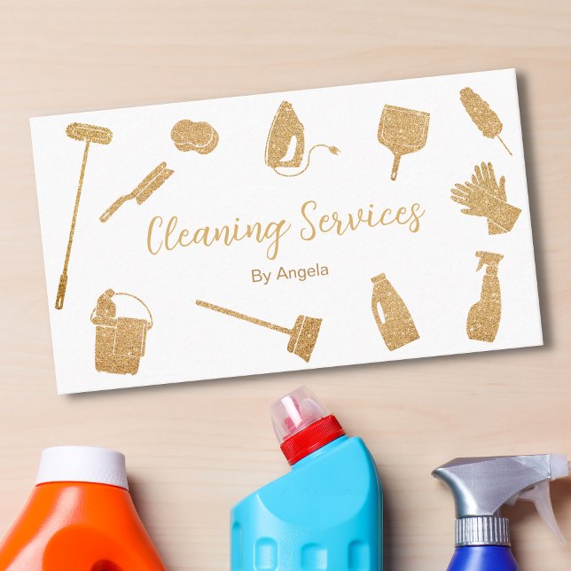 Tarjeta De Visita Moda Servicios de limpieza de doncellas de oro Pur (Subido por el creador)