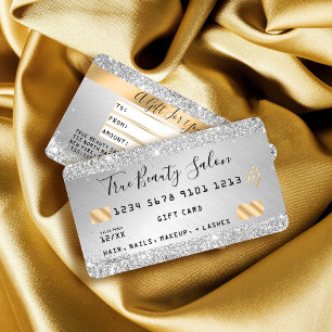 Tarjeta De Visita Moda Silver Purpurina Metallic Gold Credit Gift
