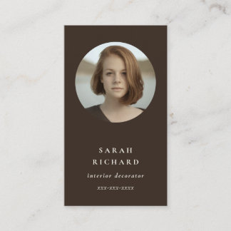 Tarjeta De Visita Moda Simple Mínimo Dark Brown Professional Photo