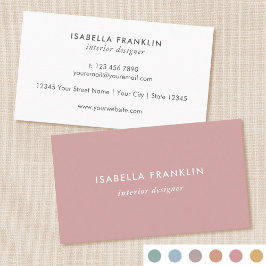 Tarjeta De Visita Moda simple Profesional Minimalista Polvo rosa
