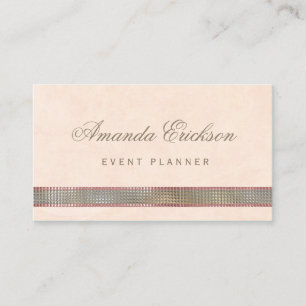 Tarjeta De Visita Moda Soft Peach FAUX Sequin Shimmer Event Planner