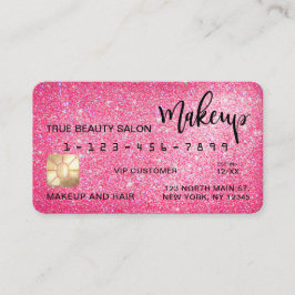 Tarjeta De Visita Moda Sparkly Neon Purpurina Rosa Maquillaje de tar