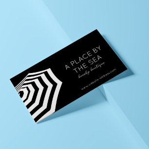 Tarjeta De Visita Moda Striped Beach Umbrella Boutique Black