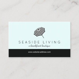 Tarjeta De Visita Moda Striped Beach Umbrella Logo Mint