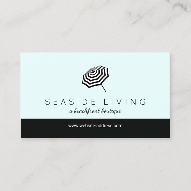 Tarjeta De Visita Moda Striped Beach Umbrella Logo Mint (Anverso)