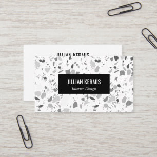 Tarjeta De Visita Moda terrazzo elegante PERSONALIZADO blanco negro