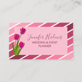 Tarjeta De Visita Moda Tiras Blancas Rosa Tulip Floral