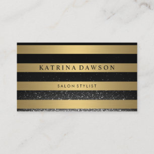 Tarjeta De Visita Moda Tiras Metálicas De Oro Brillo Confetti