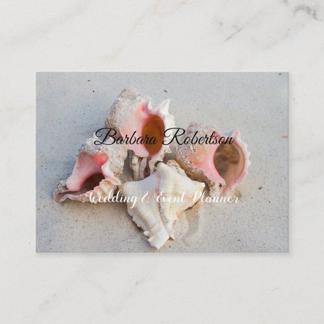 Tarjeta De Visita Moda Trendy Coastal Beach Seashells Boda (Anverso)