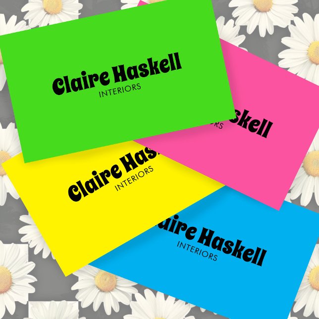 Tarjeta De Visita Moda verde liviana negrita con guión brillante mín (Fancy Script Bold Lime Green Brat Chic Minimal Business Card
)