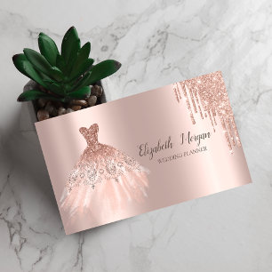 Tarjeta De Visita Moda Vestido Purpurina Dris Rosa Oro