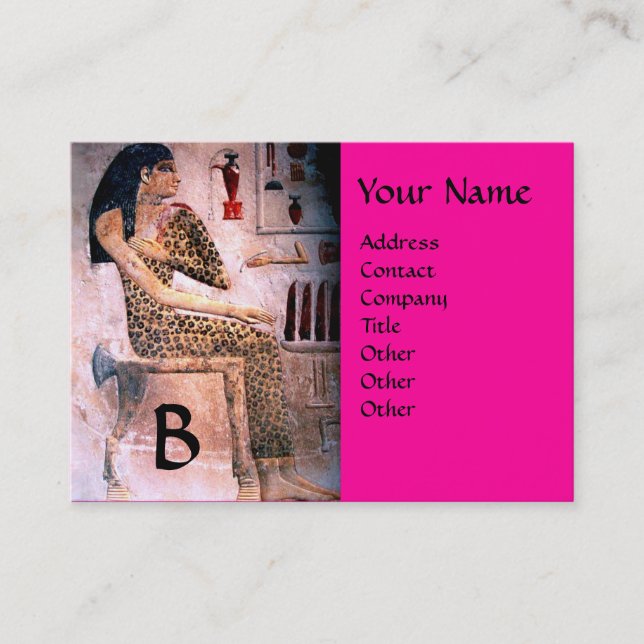 Tarjeta De Visita MODA Y BELLEZA DE LA ANTIGUA EGIPTO MONOGRAM fuchs (Anverso)