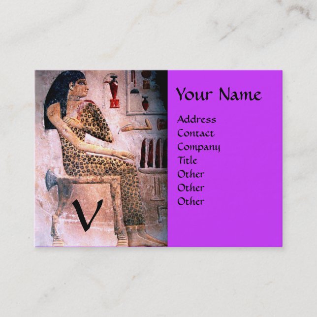 Tarjeta De Visita MODA Y BELLEZA DEL ANTIGUO EGIPTO MONOGRAMA violet (Anverso)