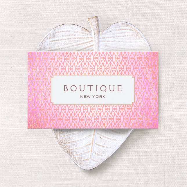 Tarjeta De Visita Moda y belleza del patrón artístico rosa exótico (Subido por el creador)