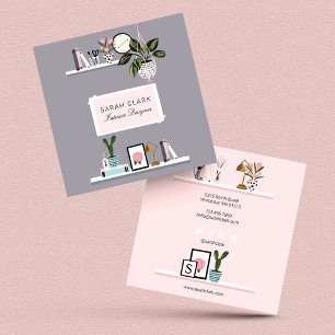 Tarjeta De Visita Moda y decoración del interior de la casa de Girly