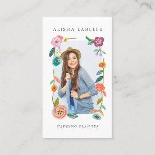 Tarjeta De Visita Moda y elegante marco floral de flores frescas