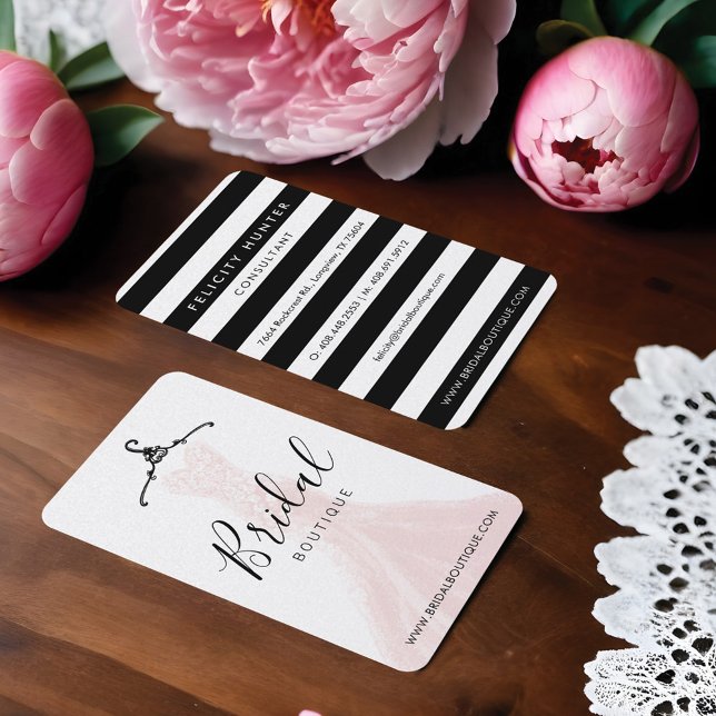 Tarjeta De Visita Moda y elegante vestimenta Boda Noche Boutique (Chic & Stylish Wedding Dress Bridal Boutique Business Card)