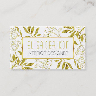 Tarjeta De Visita Moda y moda Relieve metalizado dorado peony estamp