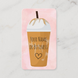Tarjeta De Visita Moda y moda Rubor Pink Iced Coffee Late Café
