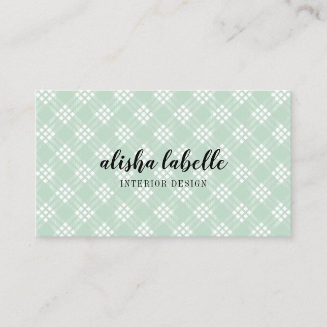 Tarjeta De Visita Moda y moderna pintura verde de menta (Anverso)