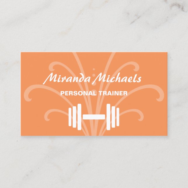 Tarjeta De Visita Moda y Naranja elegante entrenador personal de fit (Anverso)