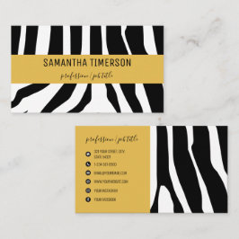 Tarjeta De Visita Moda Zebra Stripes y profesional moderno Gold