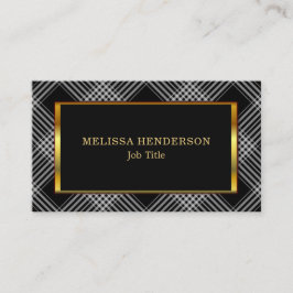 Tarjeta De Visita Modelo a cuadros del oro del negro elegante