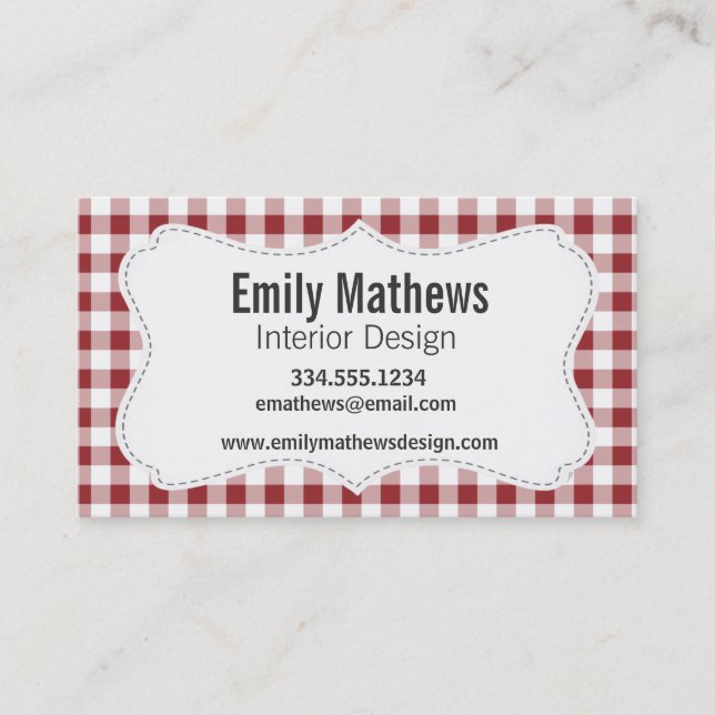 Tarjeta De Visita Modelo a cuadros marrón (Anverso)