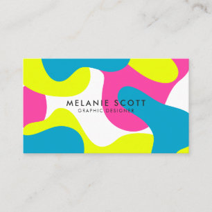 Tarjeta De Visita Modelo abstracto azul rosado intrépido moderno