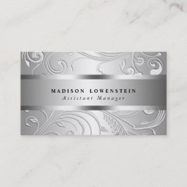Tarjeta De Visita Modelo adornado del Flourish de plata con clase