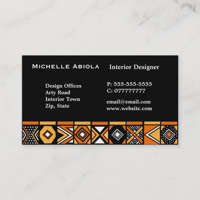 Tarjeta De Visita Modelo africano del arte (Anverso)