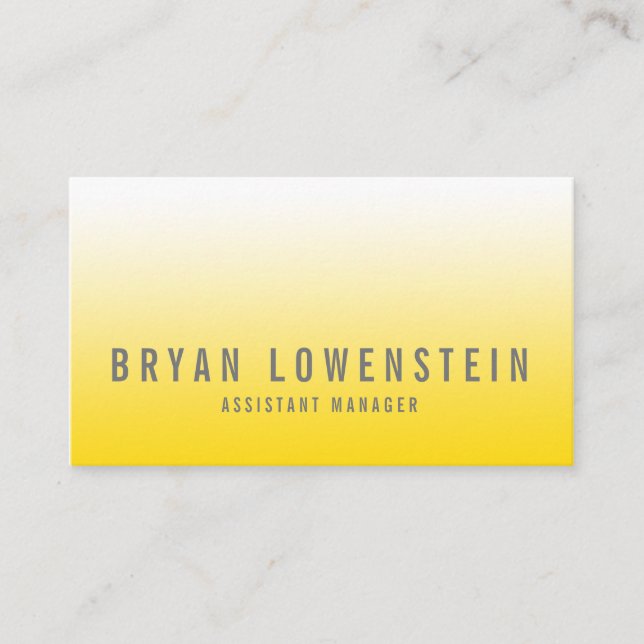 Tarjeta De Visita Modelo amarillo brillante simple de Ombre moderno (Anverso)
