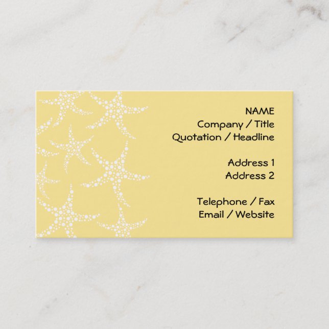 Tarjeta De Visita Modelo amarillo y blanco de Sandy de las estrellas (Anverso)