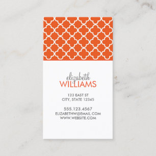 Tarjeta De Visita Modelo anaranjado de Quatrefoil del marroquí